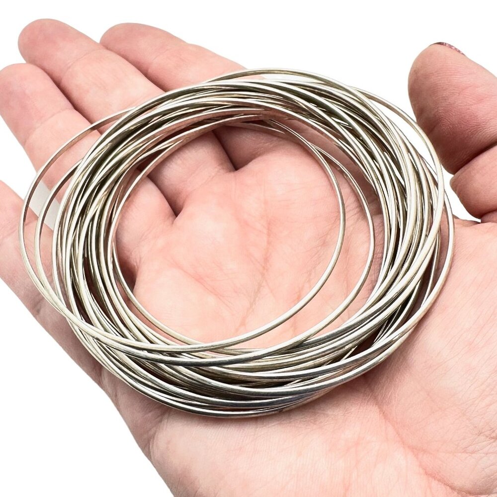 Interlocking Bangle Sterling Silver Bracelet B064… - image 3